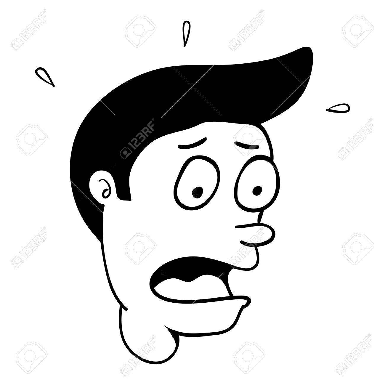 1300x1300 Simple Cartoon Of A Man With Surprised Or Scared Face Royalty Free