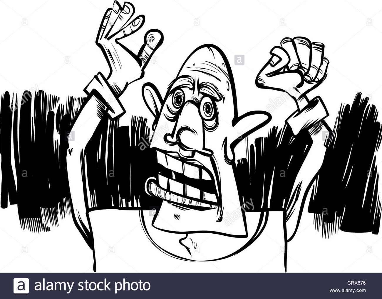 1300x1020 Cartoon Sketch Illustration Of Outraged And Scared Man Stock Photo