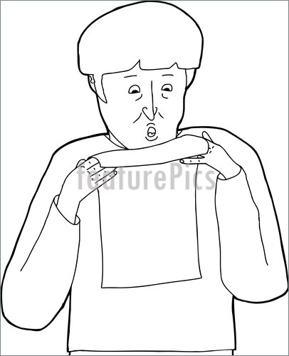 406x500 Outline Of Scared Man Reading Illustration