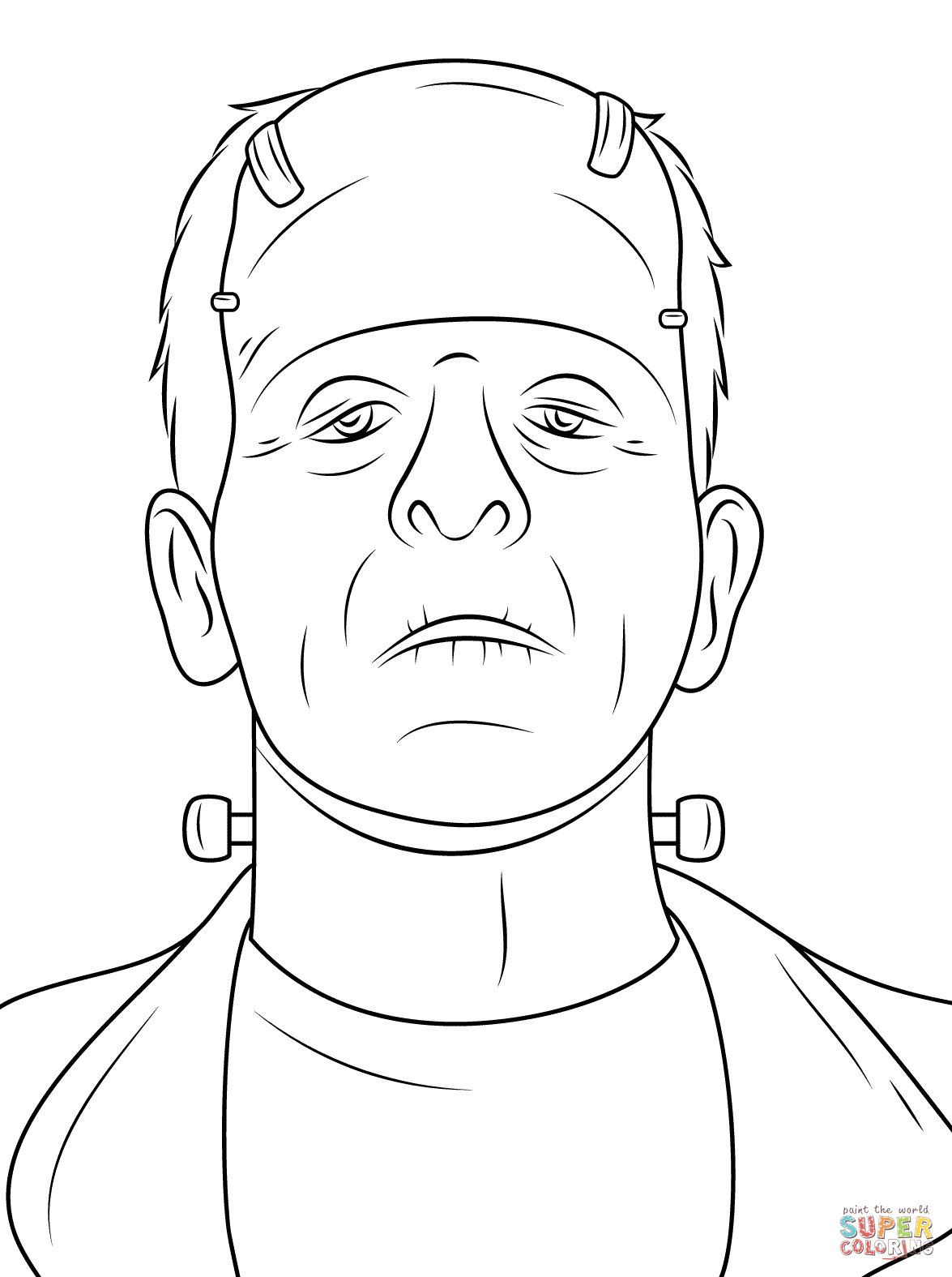 1175x1575 Scary Frankenstein Head Coloring Page Free Printable Coloring Pages