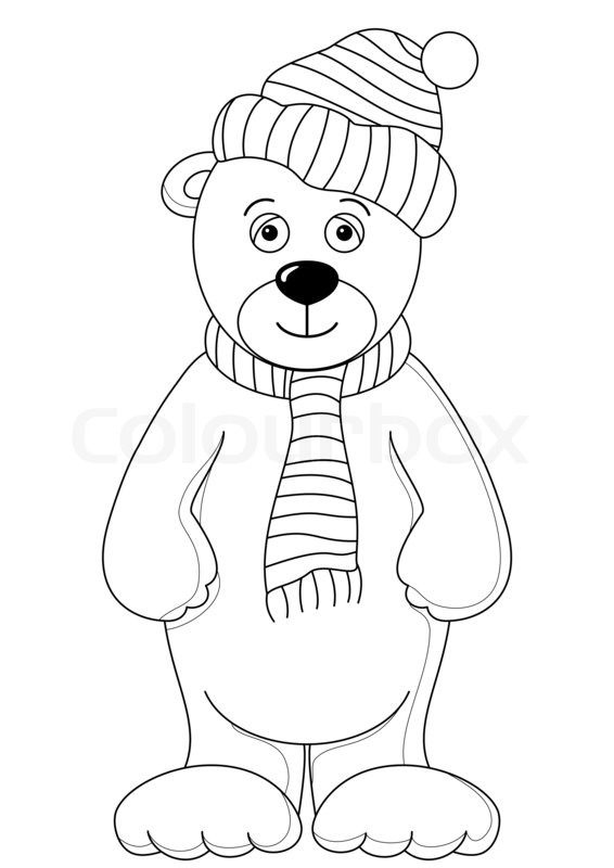 566x800 Teddy In Cap And Scarf, Contours Stock Photo Colourbox