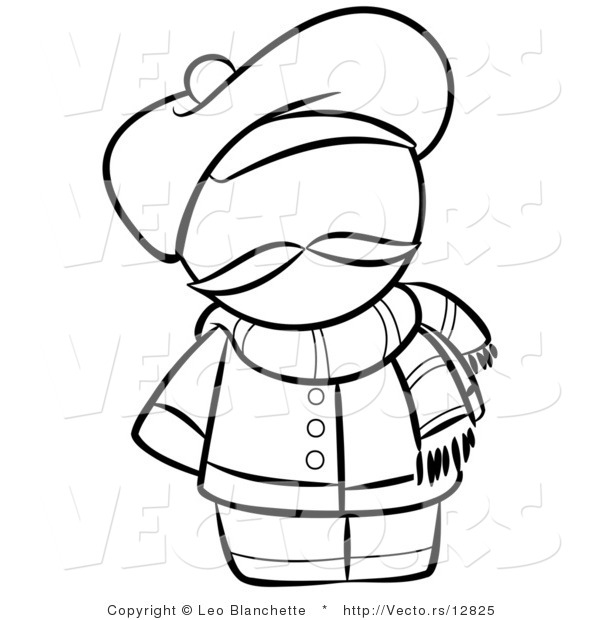 600x620 Vector Of French Person With A Hat And Scarf