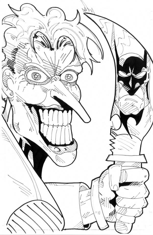 600x920 Scary Joker With Knife Coloring Page