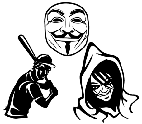 456x399 Free Vector Mask, Baseball Player And Scary Face Illustration