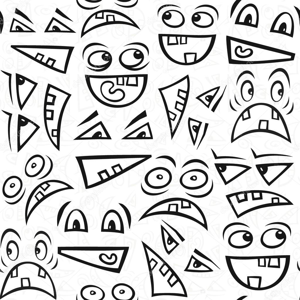 1024x1024 Funny Scary Faces Messy Monochrome Autumn Holiday Halloween