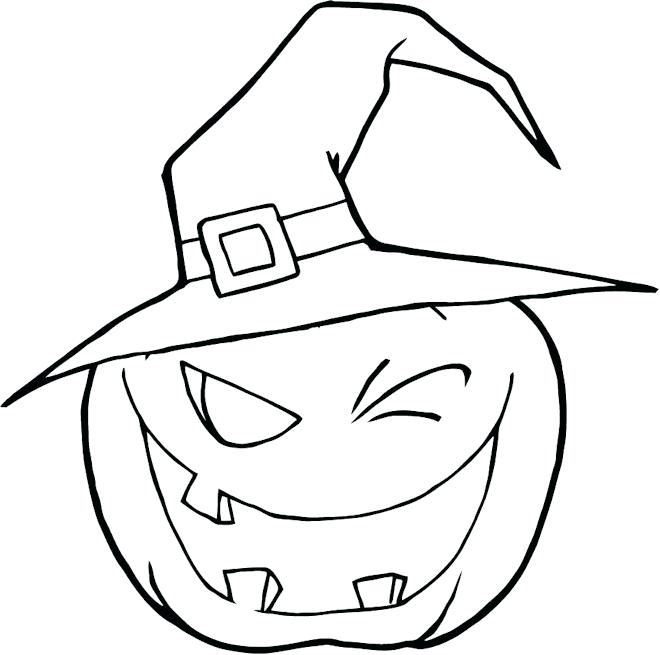 660x655 Pumpkin Faces Coloring Pages A Pumpkin With Vines And Leaves Scary