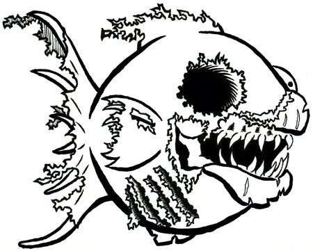 450x361 Scary Zombie Fish Bw By Dixoncarter