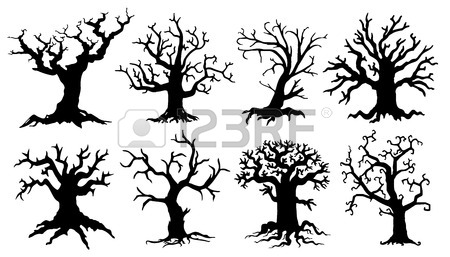 450x257 Scary Tree Silhouettes On The White Background Royalty Free