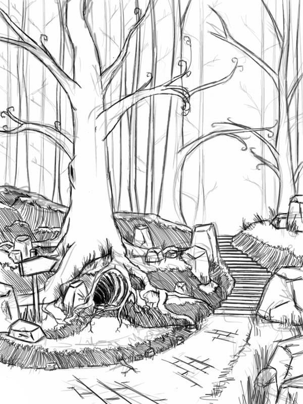 600x800 Sketch Of Forest Where Dwarfs Live Coloring Page Coloring Sky