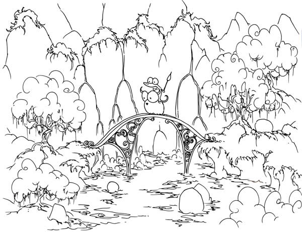600x461 Beautiful Bridge In The Forest Coloring Page Coloring Sky