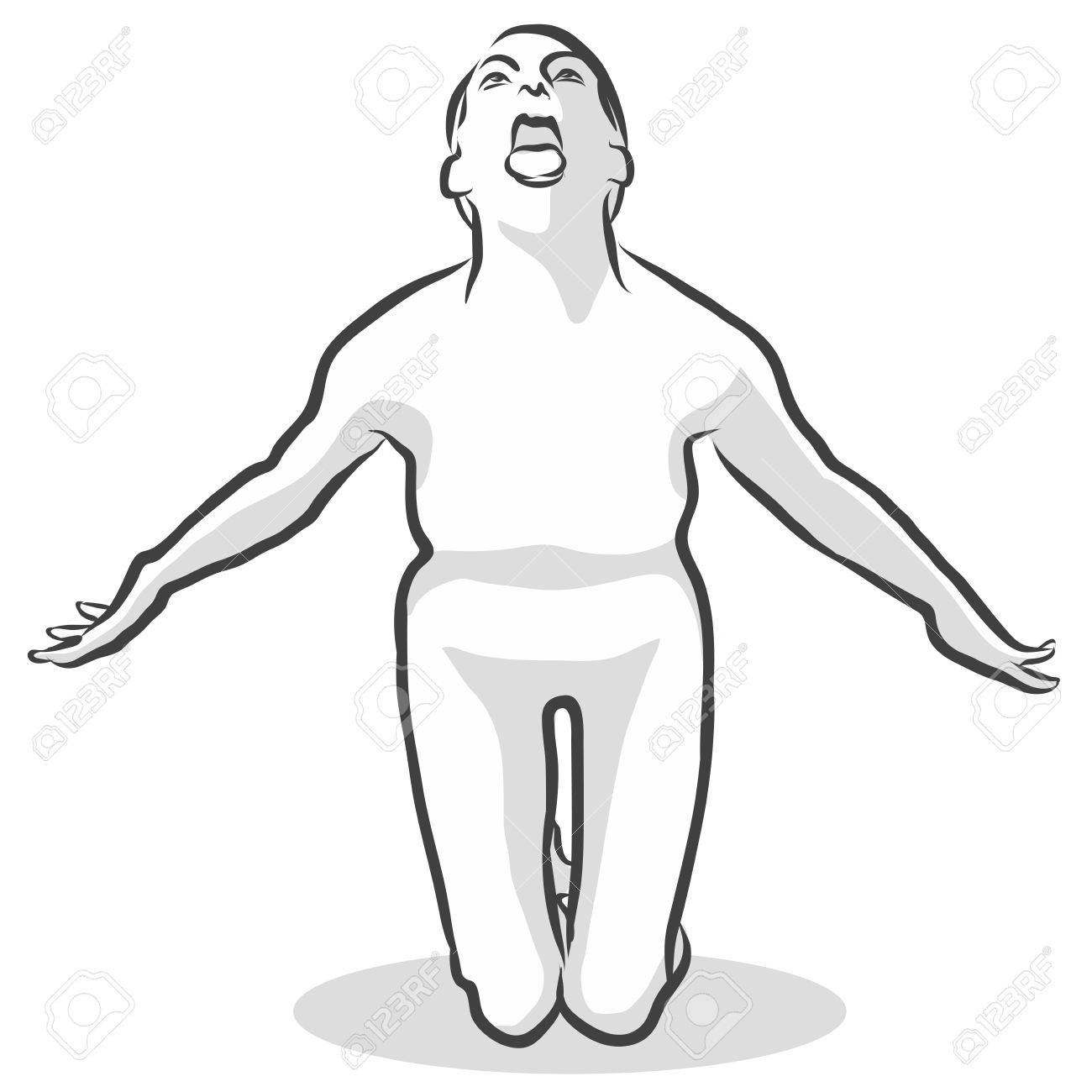 1300x1300 Scary Ghost Boo Simhasana Yoga Pose, Free Hand Drawn Vector