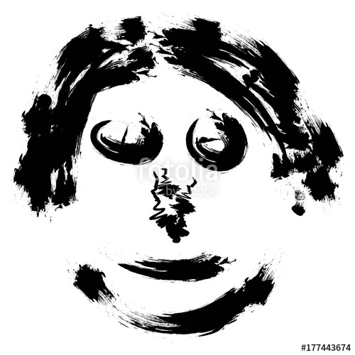 500x500 Abstract Face, Hand Draw Brush Vector Face Portrait Of A Scary Man