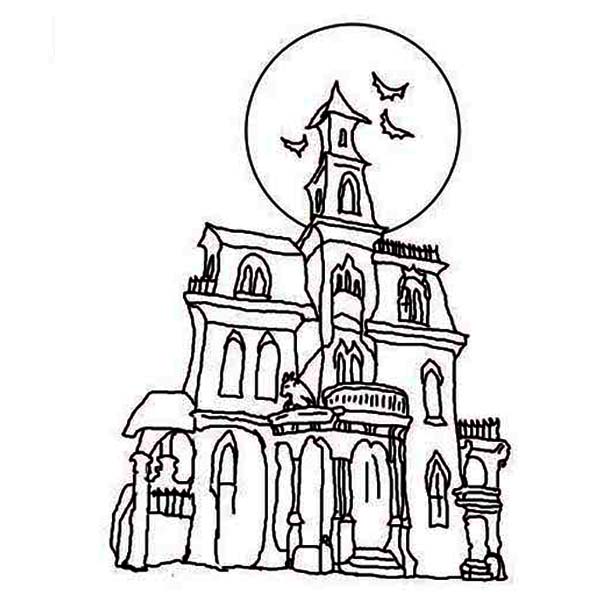 600x600 Haunted House Coloring Page Clipart Panda