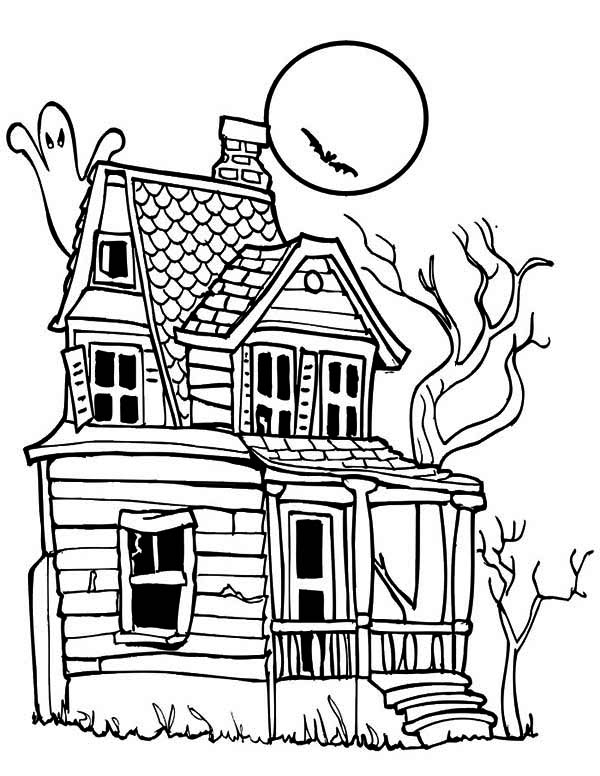 600x776 Creepy Haunted House In Houses Coloring Page Color Luna