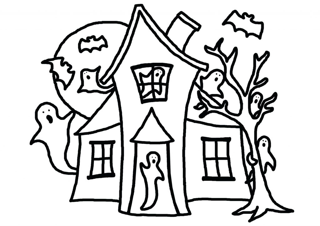 1024x724 Coloring Pages ~ Haunted House Coloring Page Pages Scary Haunted