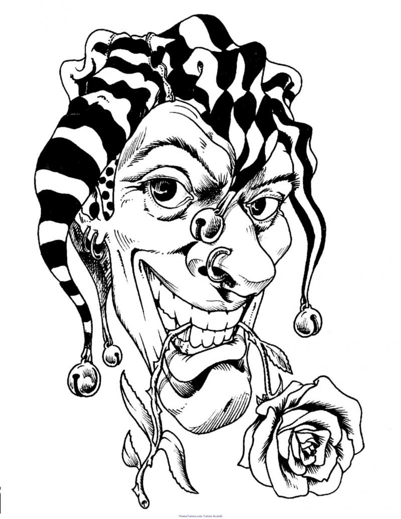 800x1034 Rose In Jester Clown Mouth Tattoo Stencil 1 Clown