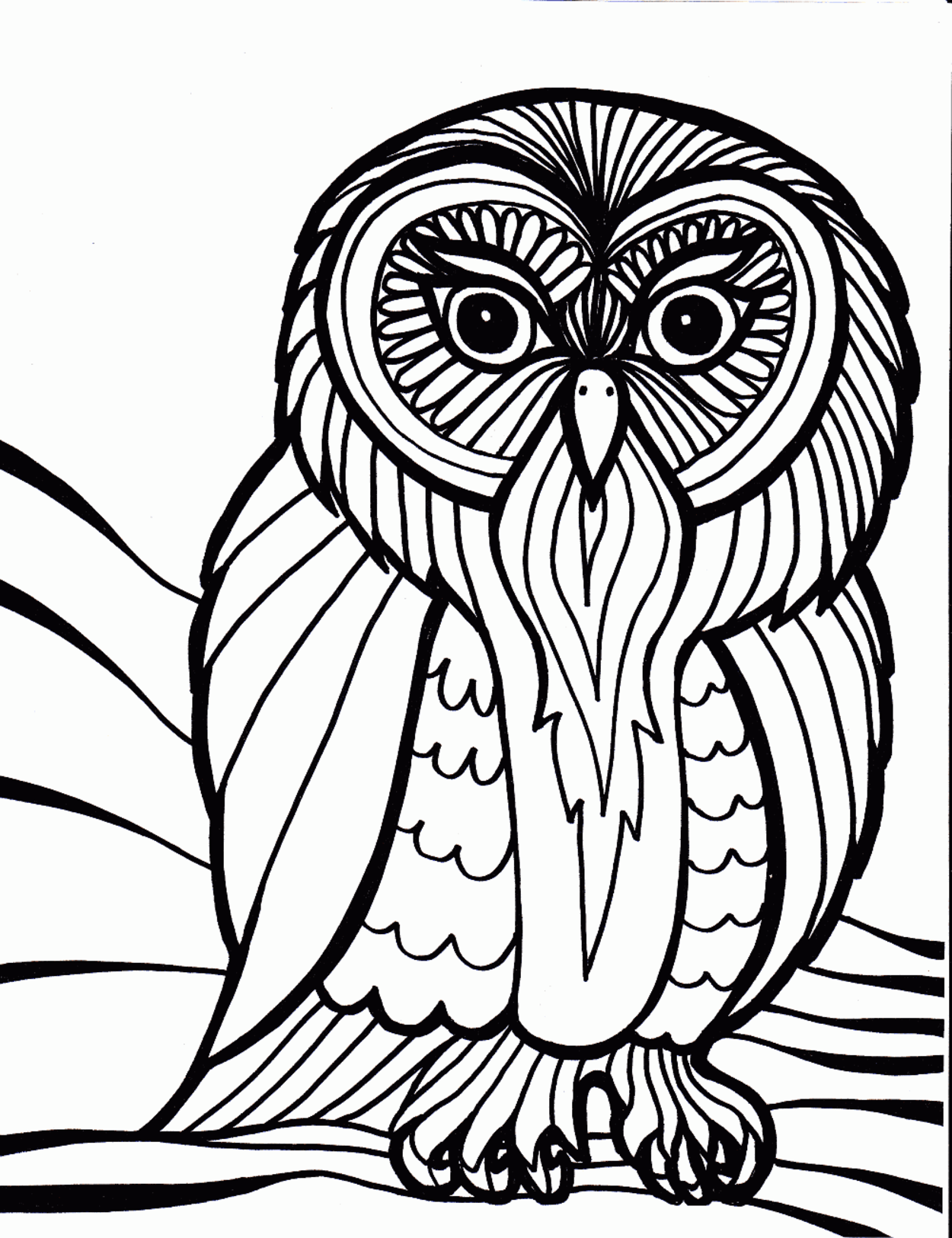 1250x1625 Cool Owl Coloring Page