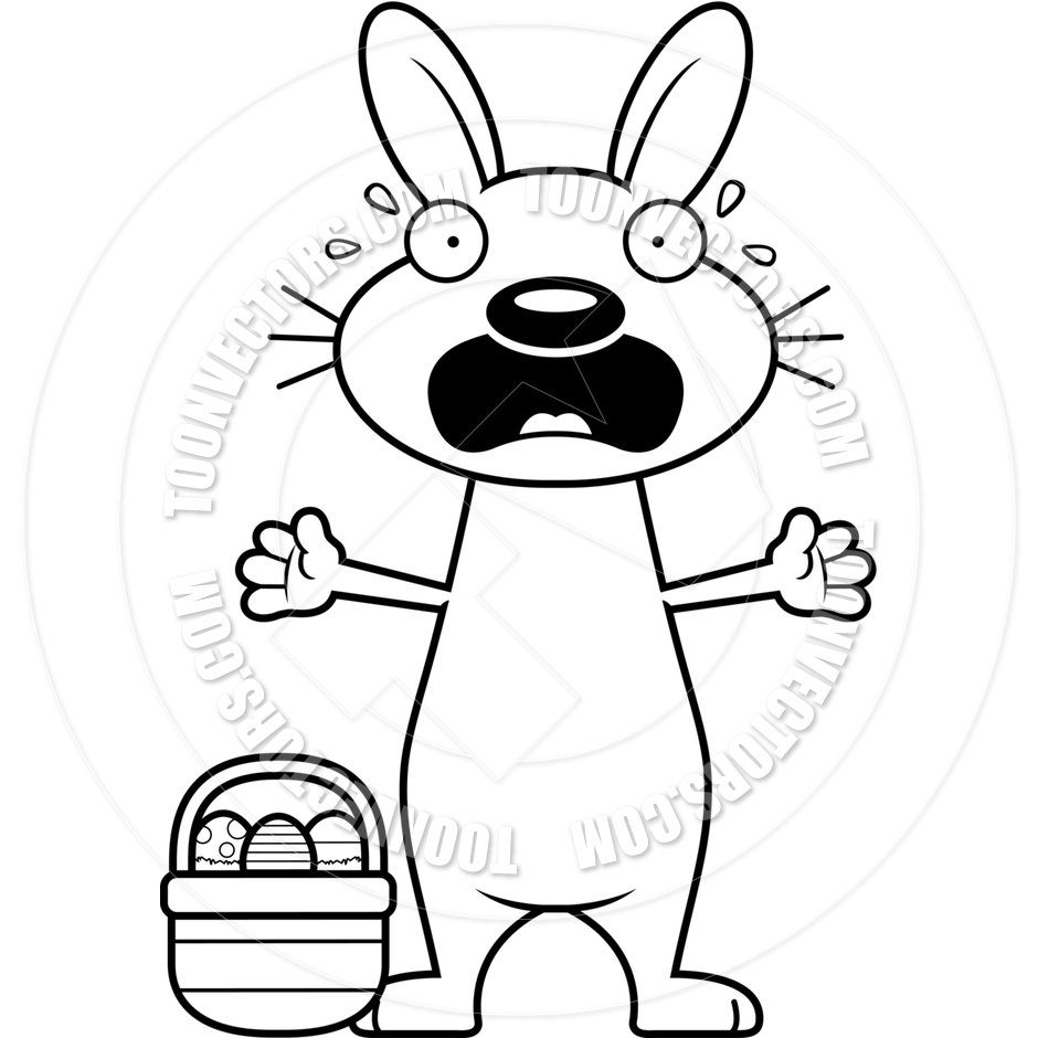 940x940 Cartoon Easter Bunny Scared (Black And White Line Art) By Cory