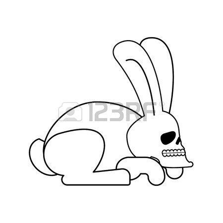450x450 Cartoon Rabbit Skeleton Character, Death Bunny. Cute And Scary