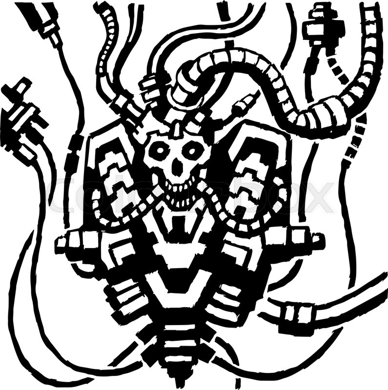 795x800 Black And White Colors. Scary Horror Character. Graphic Design