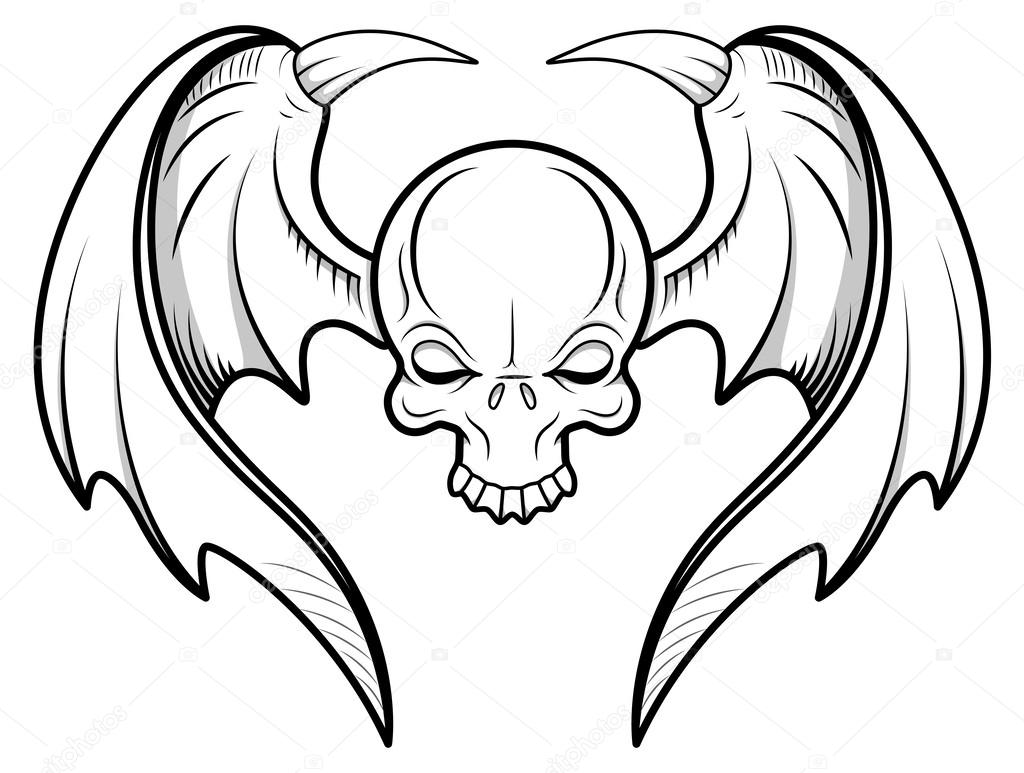 1024x773 Skull Flying Tattoo Vector Stock Vector Baavli