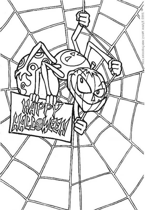 600x870 Scary Spider With Spider Web Coloring Page Color Luna