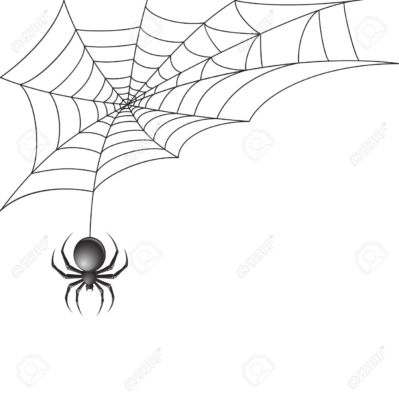 1300x1300 Black Scary Spider Insect With Web Background Royalty Free