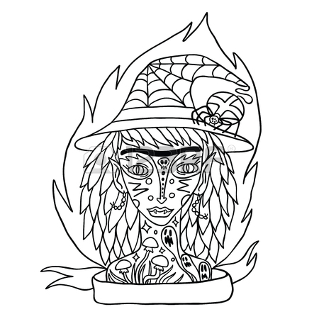 450x450 Cute Little Witch In Purple Dress. Illustration About Witches