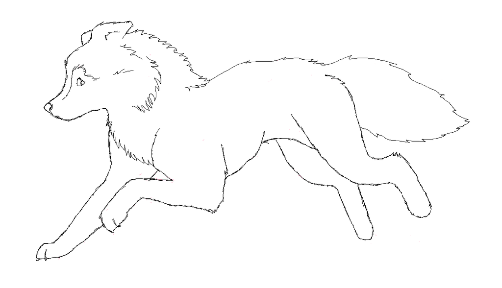 1024x588 Running Wolf Lineart By Scarykiwi