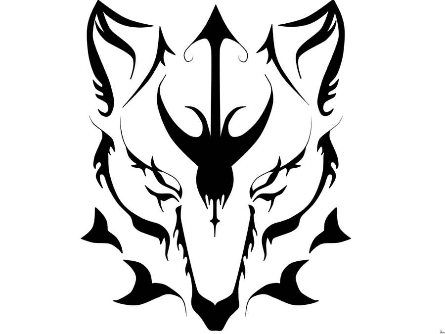 900x675 Tribal Dangerous Scary Wolf Face Stencil Tattoo Wolf