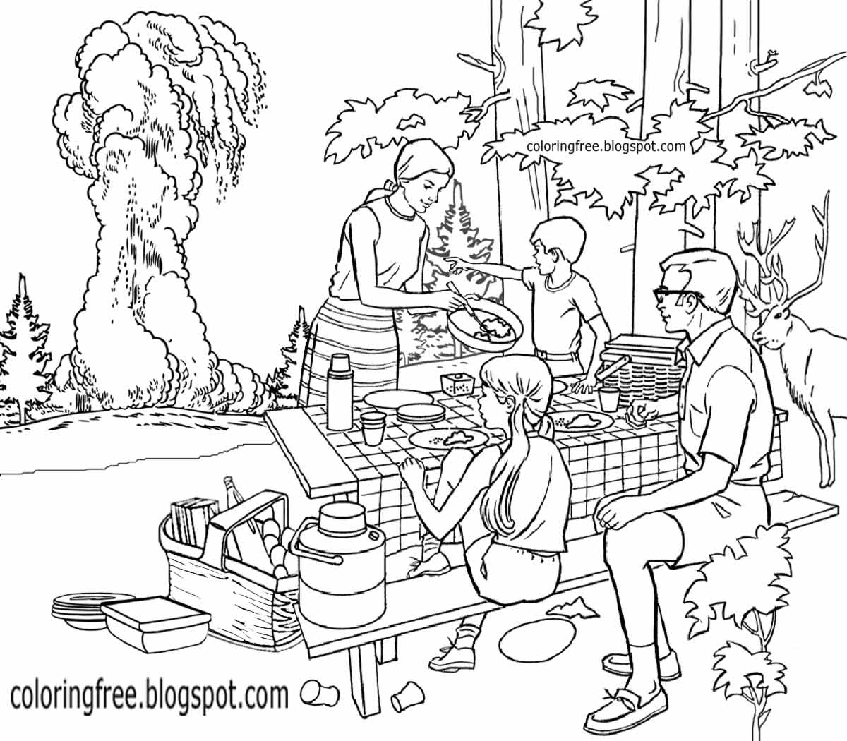 1200x1050 Drawing Of Picnic Scene