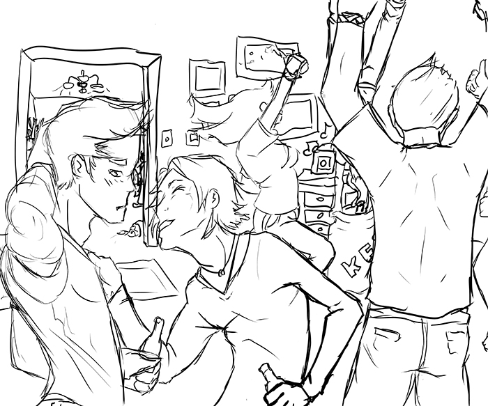 700x583 Livestream Party Scene Sketch By Pencilbones Arts By Pencilbones