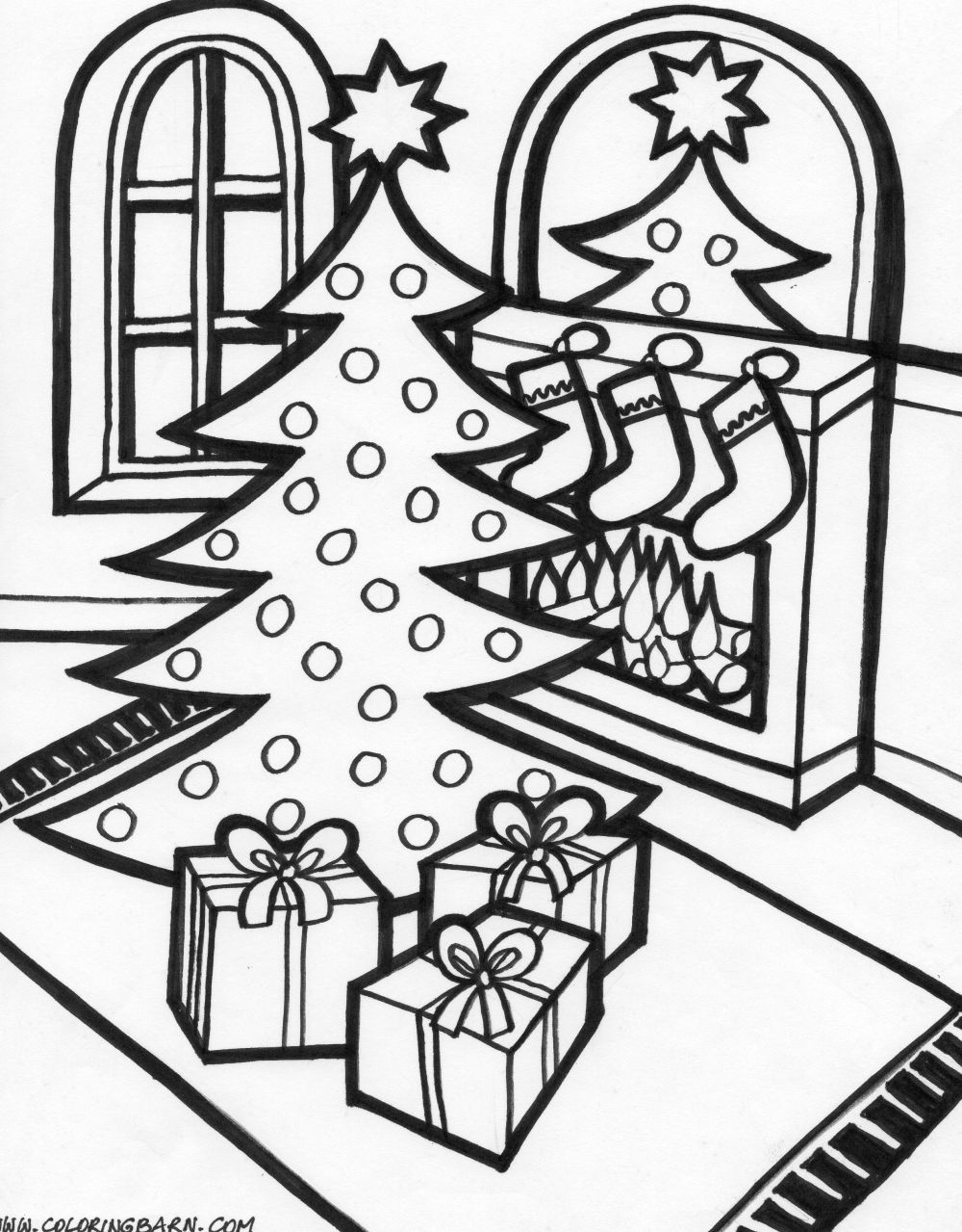 1000x1279 Christmas Scene Colouring Pages