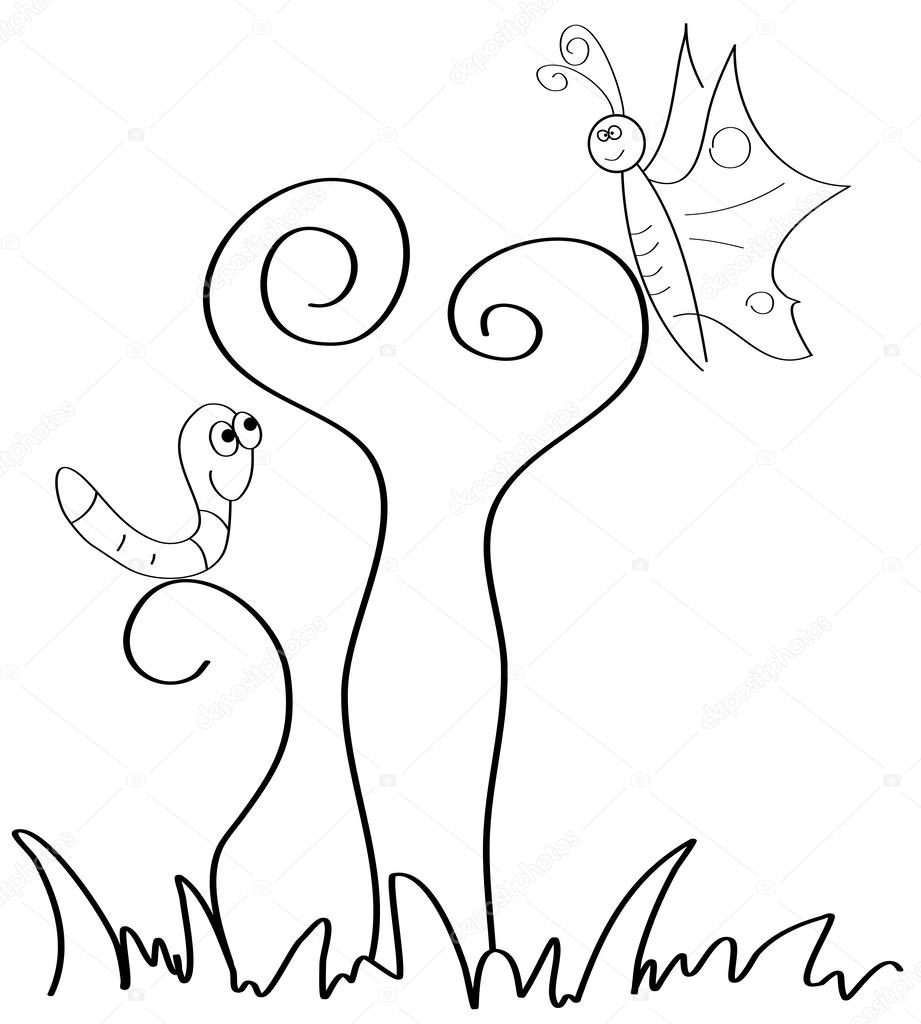 921x1024 Child Like Drawing Of Nature Insect Scenery Stock Vector