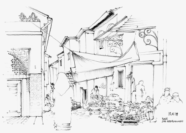 650x466 Scene Sketch Line Drawing, Scene Painting, Hand Painted Scenery