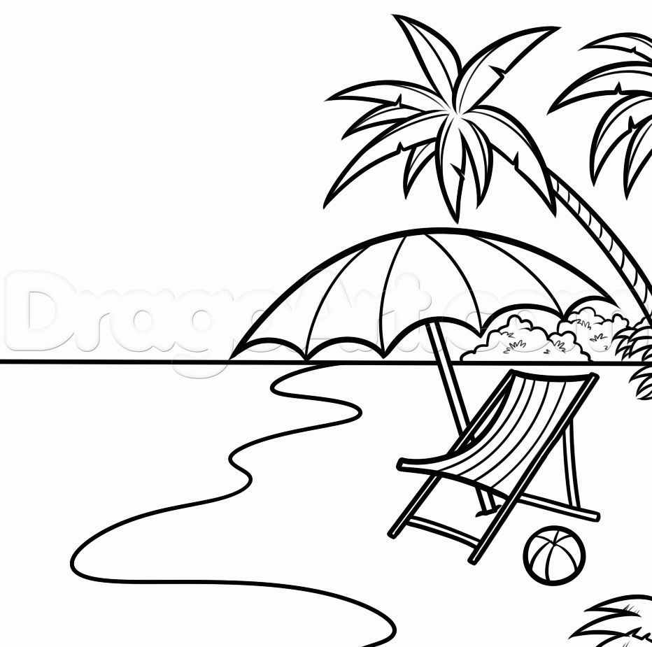 932x925 Drawn Scenery Beach
