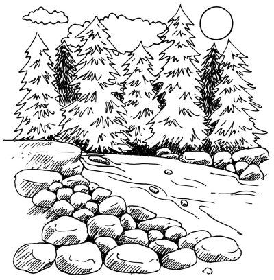 400x408 How To Draw A Mountain Stream In 5 Steps Drawing Ideas, Drawings