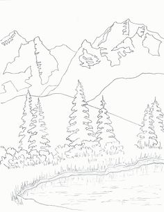 236x305 Printable Mountain Coloring Page. Free Pdf Download