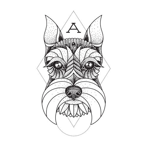 500x500 Schnauzer Wood Print