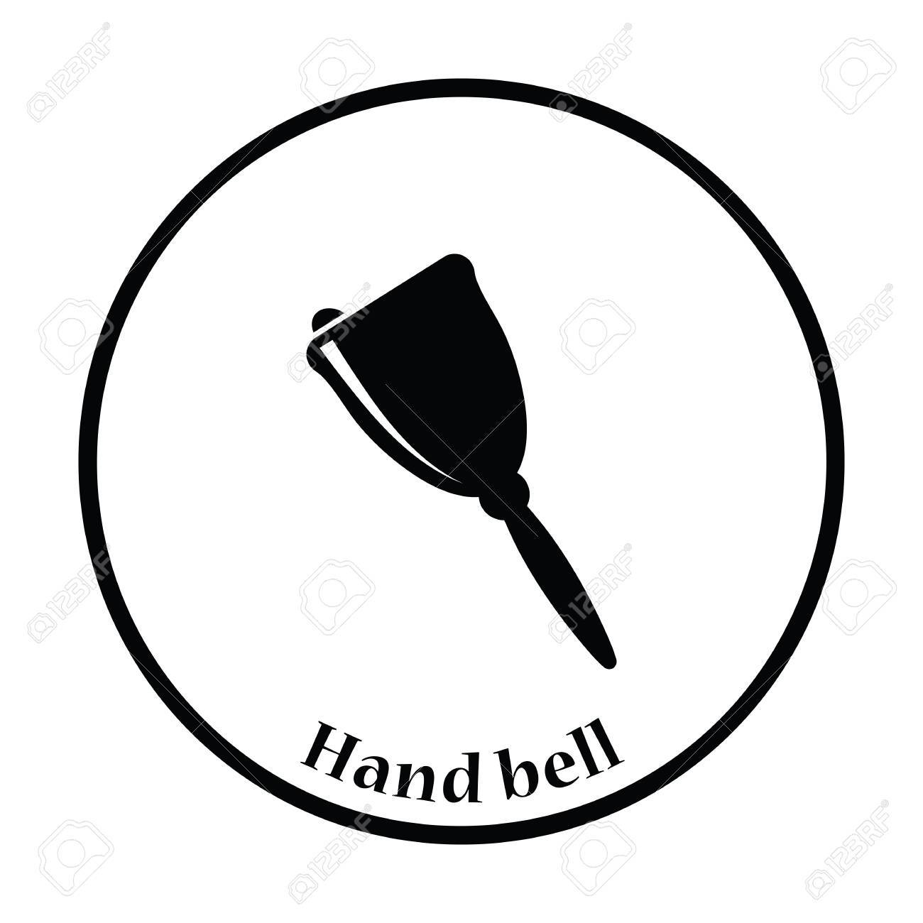 1300x1300 Icon Of School Hand Bell. Thin Circle Design. Vector Illustration