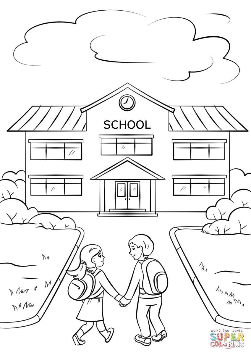 849x1200 Boy And Girl Going To School Coloring Page Free Printable