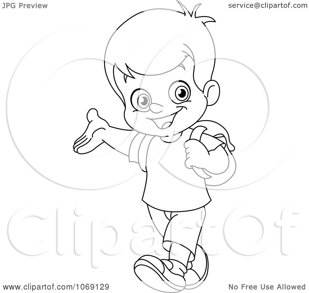 1080x1024 Clipart Outlined School Boy Presenting