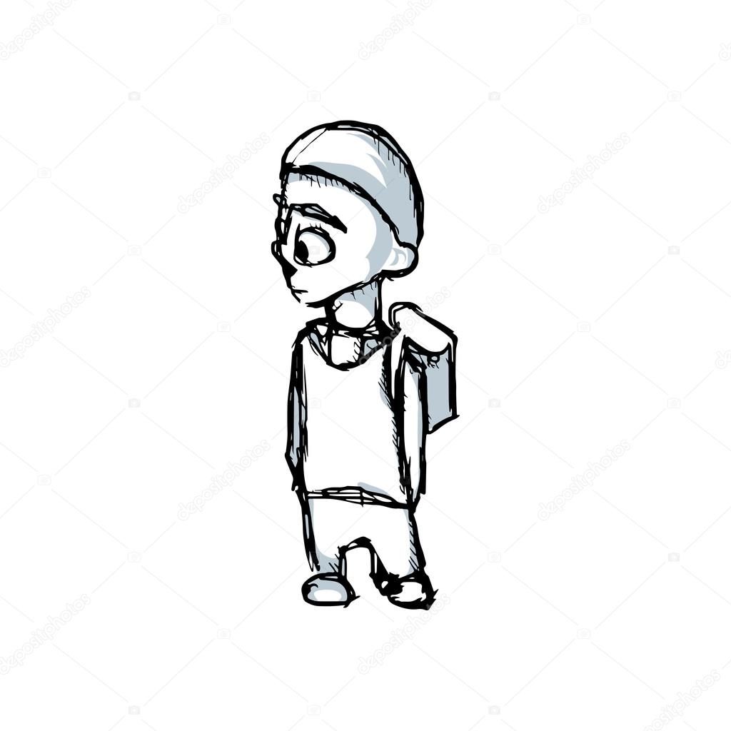 1024x1024 Simple Hand Drawn School Boy Vector Illustration Stock Vector