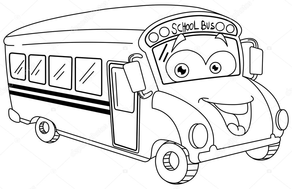 1023x661 Outlined School Bus Cartoon Stock Vector Yayayoyo