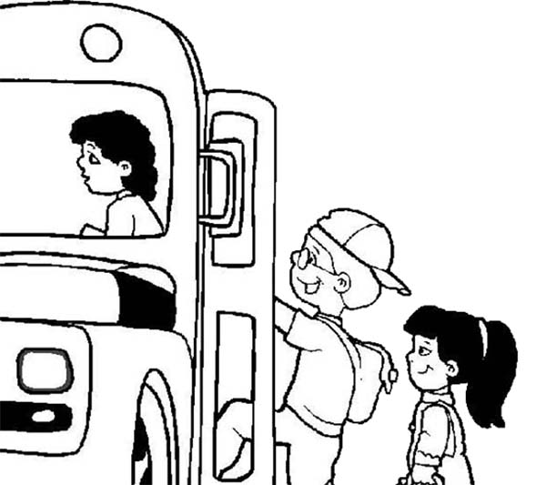 600x533 A Group Of Kids Hopping To The School Bus On First Day Of School