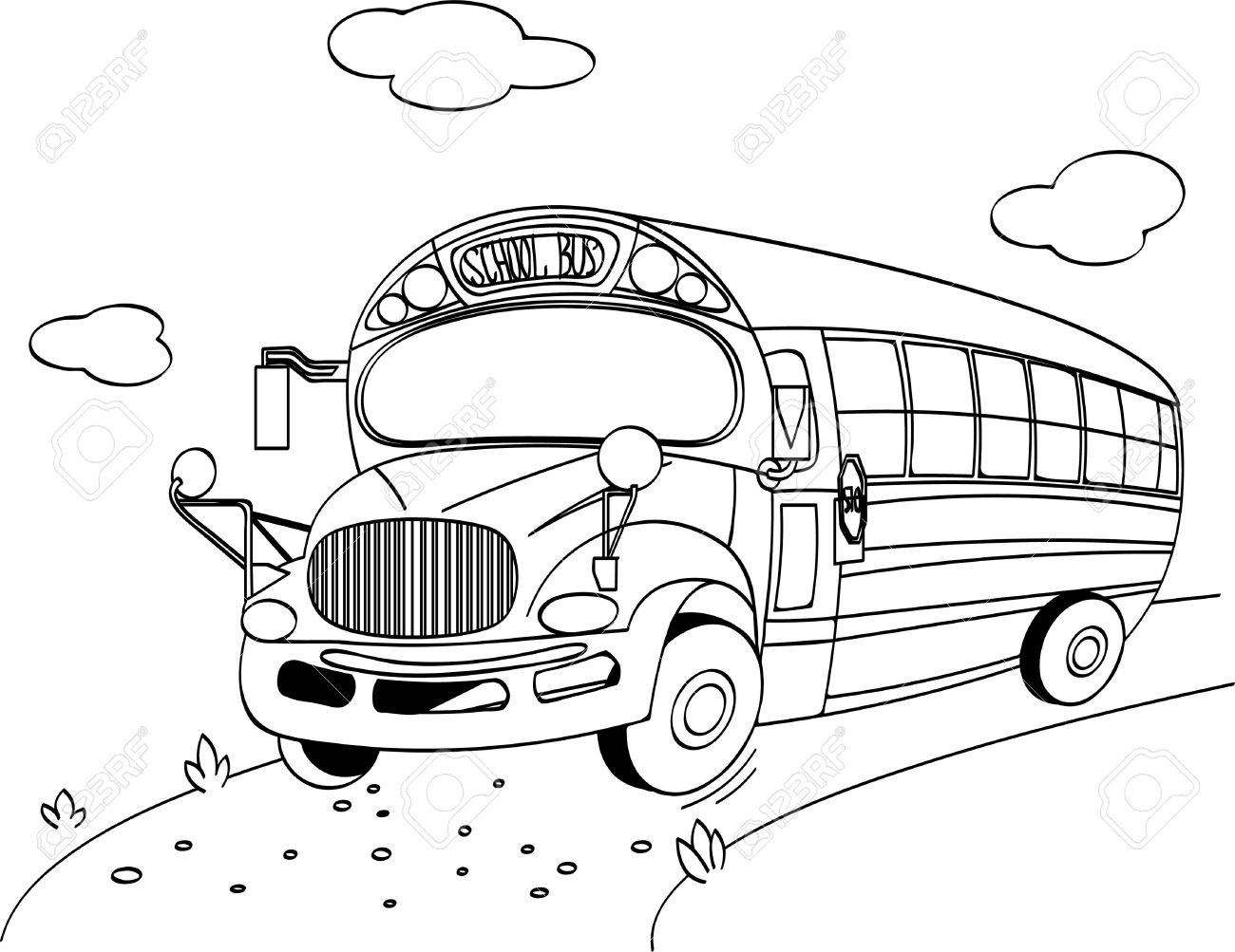 1300x1003 Coloring Page Of A School Bus Royalty Free Cliparts, Vectors,