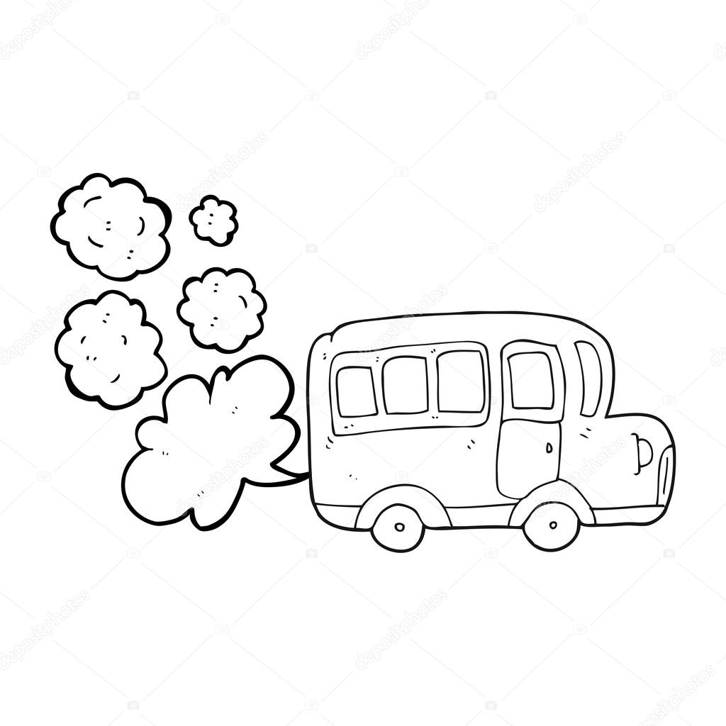 1024x1024 Black And White Cartoon Yellow School Bus Stock Vector