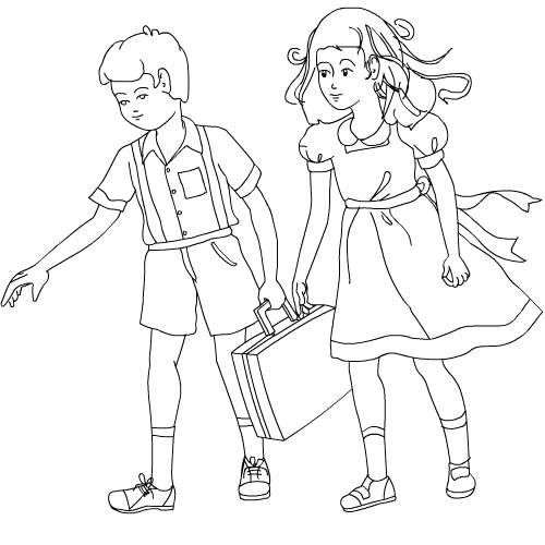 500x500 Kids At School Coloring Page