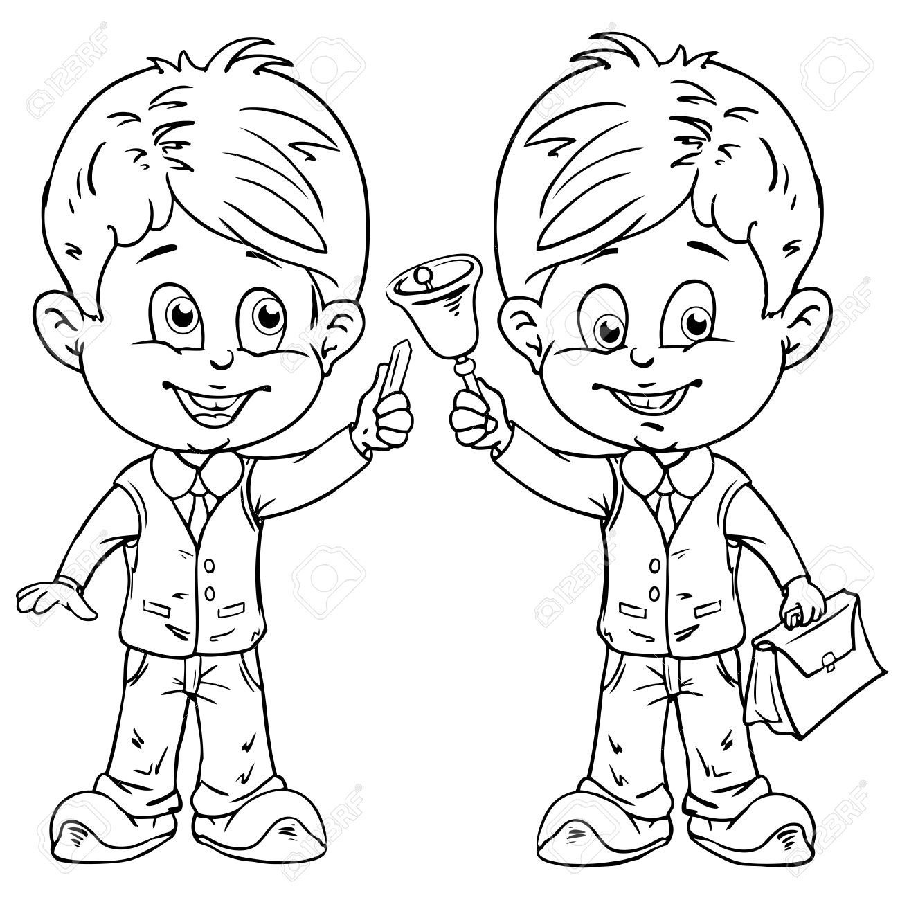 1300x1300 School Kids Drawing Style Black On White Royalty Free Cliparts