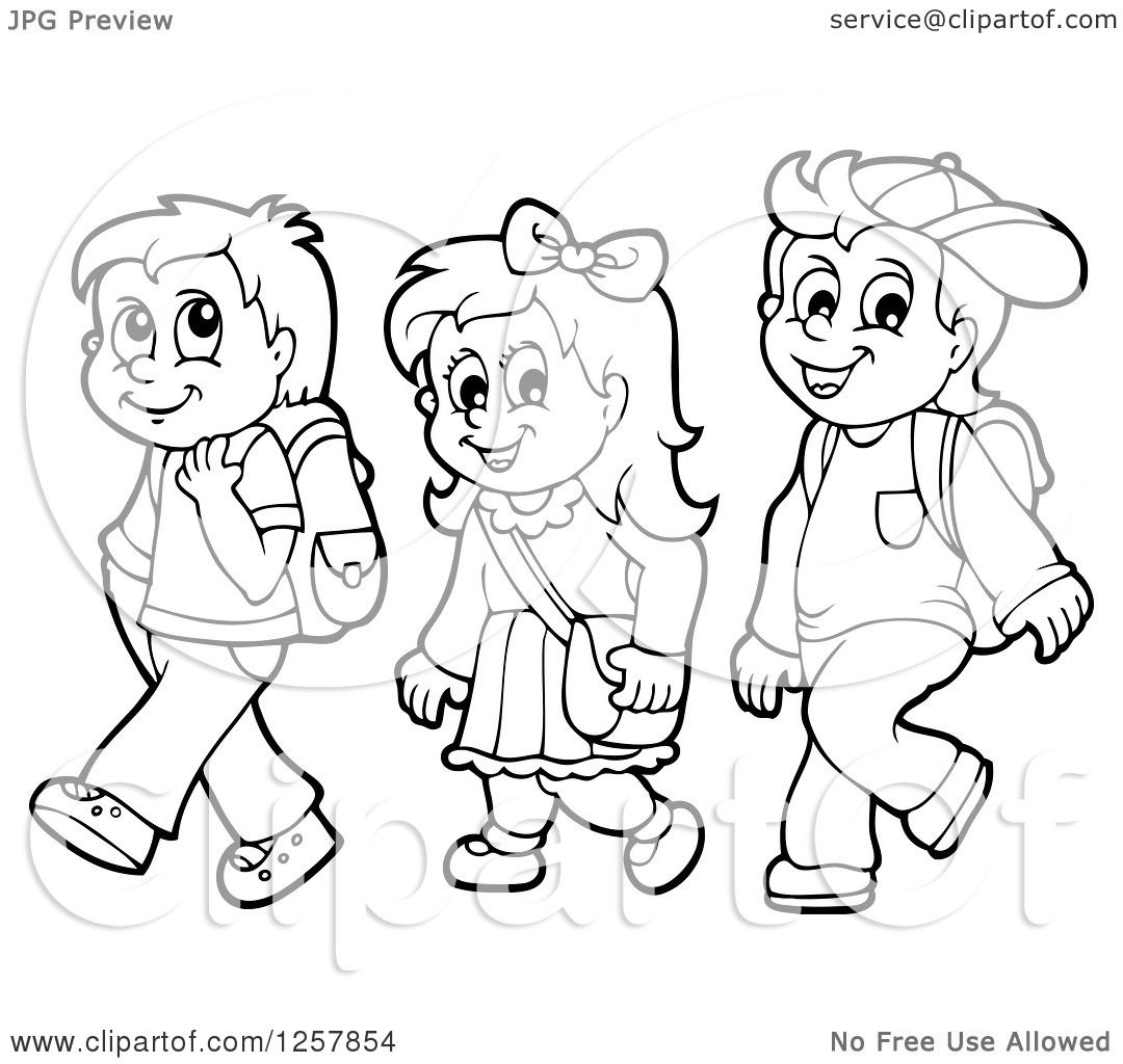 1080x1024 Black And White Clipart Of School Children